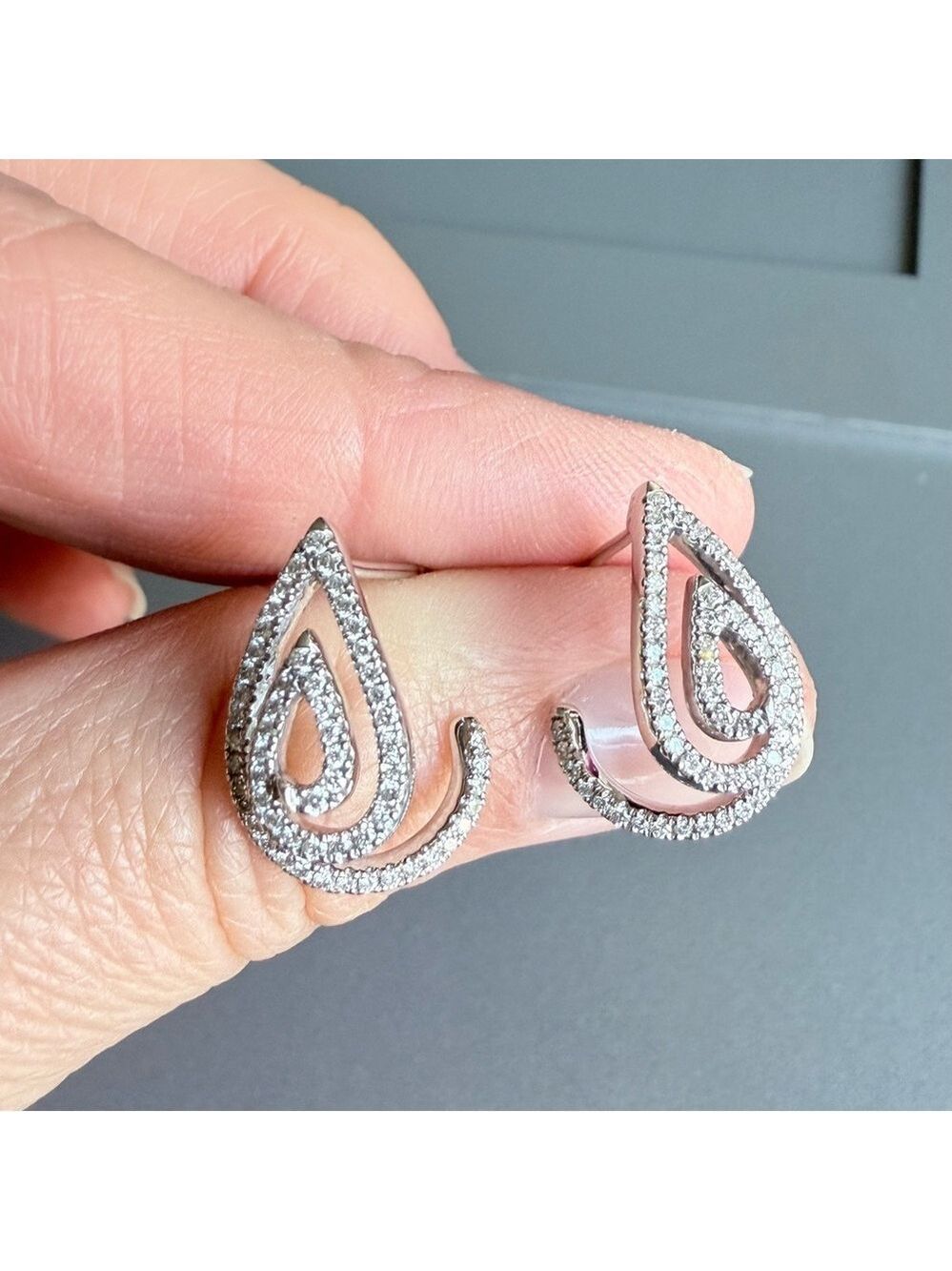 DANA REBECCA DRD 14k White Gold Genuine Diamond Swirl Stud Earrings w/ A…